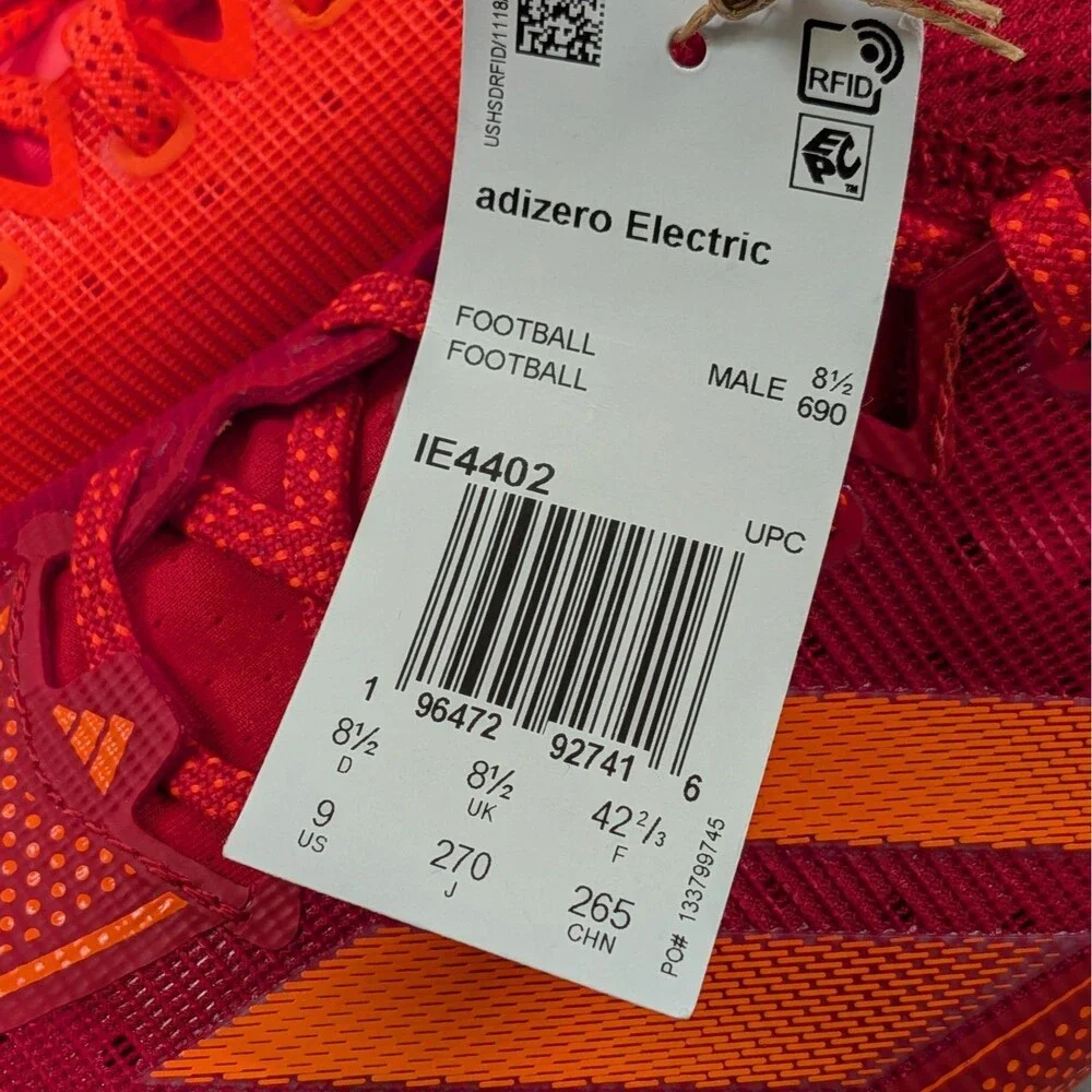 Adidas Adizero Electric Snack Attack Men's 9 Chili Red Orange Cleats IE4402